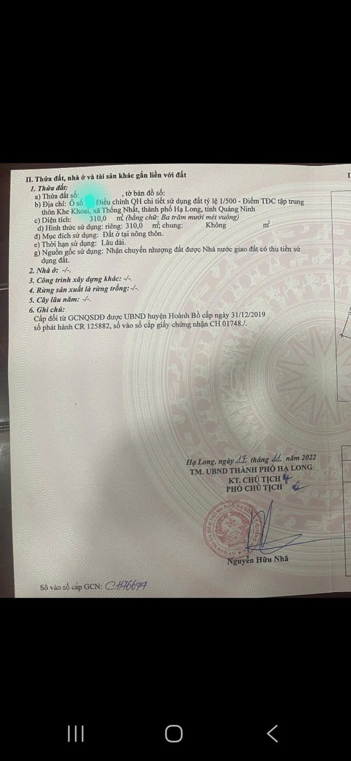 Lô đất tái định cư Khe Khoai 310m² giá thỏa thuận - Đầu tư sinh lời ngay!