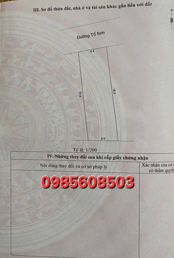 Lô đất đẹp mặt đường Tổ Sơn, 97.6m² giá 2 tỷ - Vị trí kinh doanh lý tưởng!
