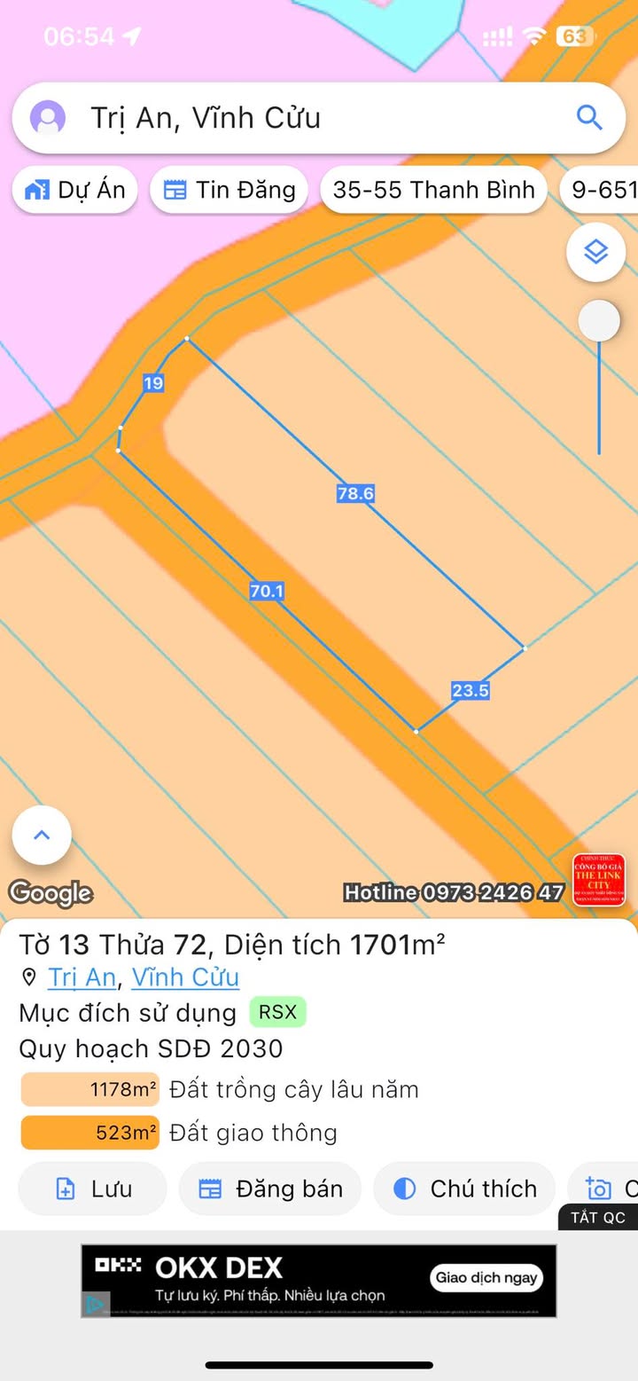 Đất nền Xóm Huế, xã Trị An, 1700m² giá 1 tỷ - Đầu tư sinh lời ngay!