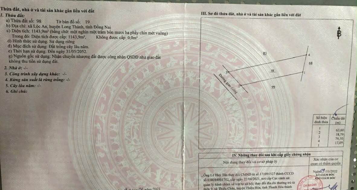 Đất nền 1.144m² tại TT Long Thành - Giá chỉ 5.3 tỷ, mặt tiền 5m!