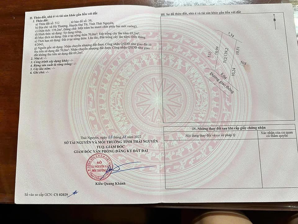 Đất nền xã Hà Thượng, huyện Đại Từ 139m² - Pháp lý rõ ràng, công chứng trong ngày!