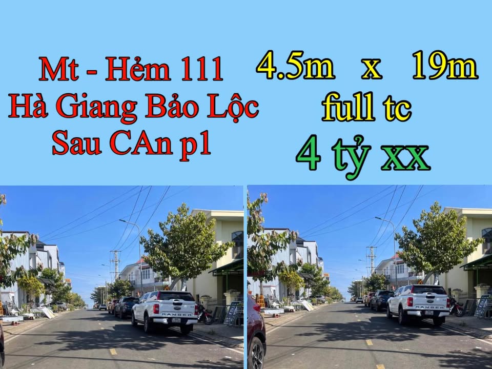 Đất mặt tiền hẻm 111 Hà Giang, Bảo Lộc 85m² giá 4 tỷ - Đất chính chủ, sổ hồng 100%