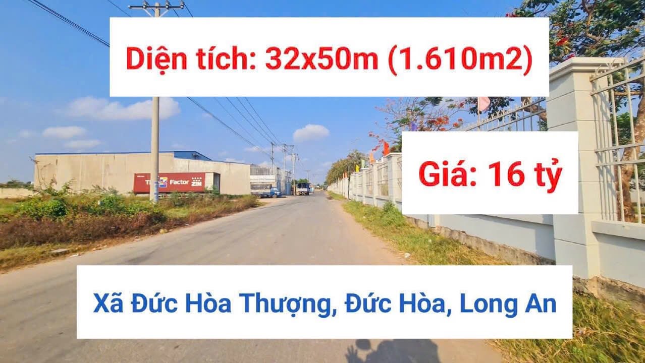 Đất mặt tiền nhựa Đức Hòa Thượng 1610m² giá 16 tỷ - Thích hợp xây dựng kho, nhà trọ