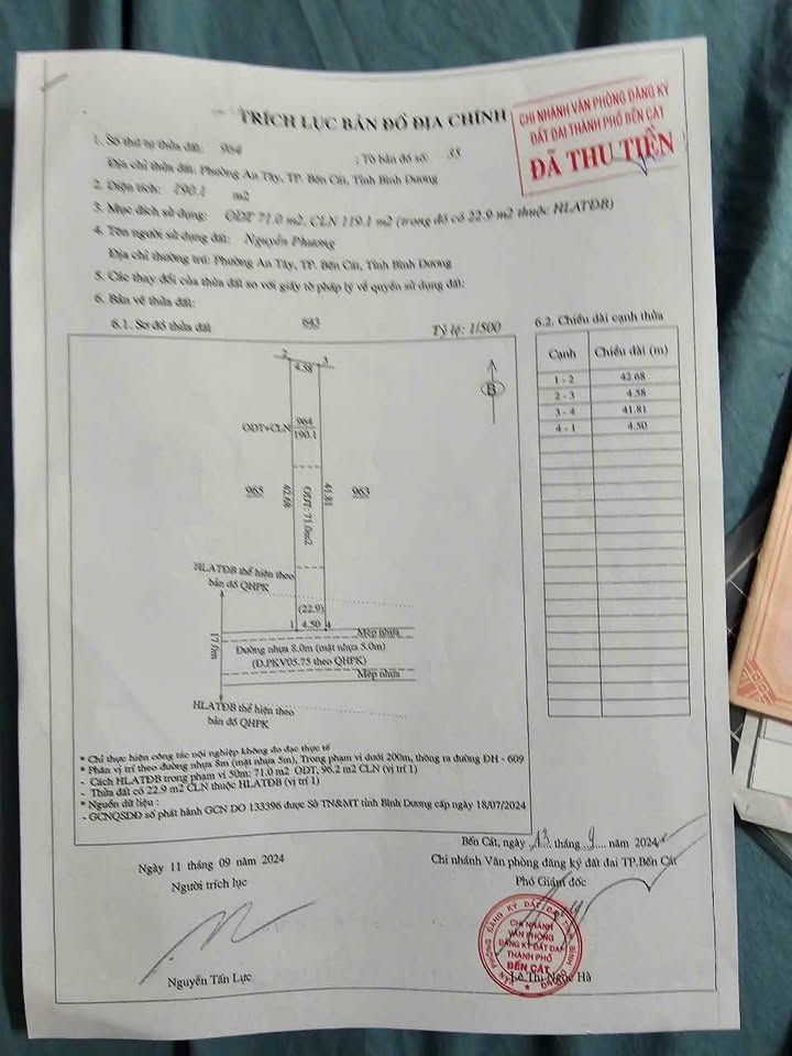 Đất thổ cư 184m² tại An Tây, Bến Cát - Giá 1.25 tỷ, chính chủ bán gấp!