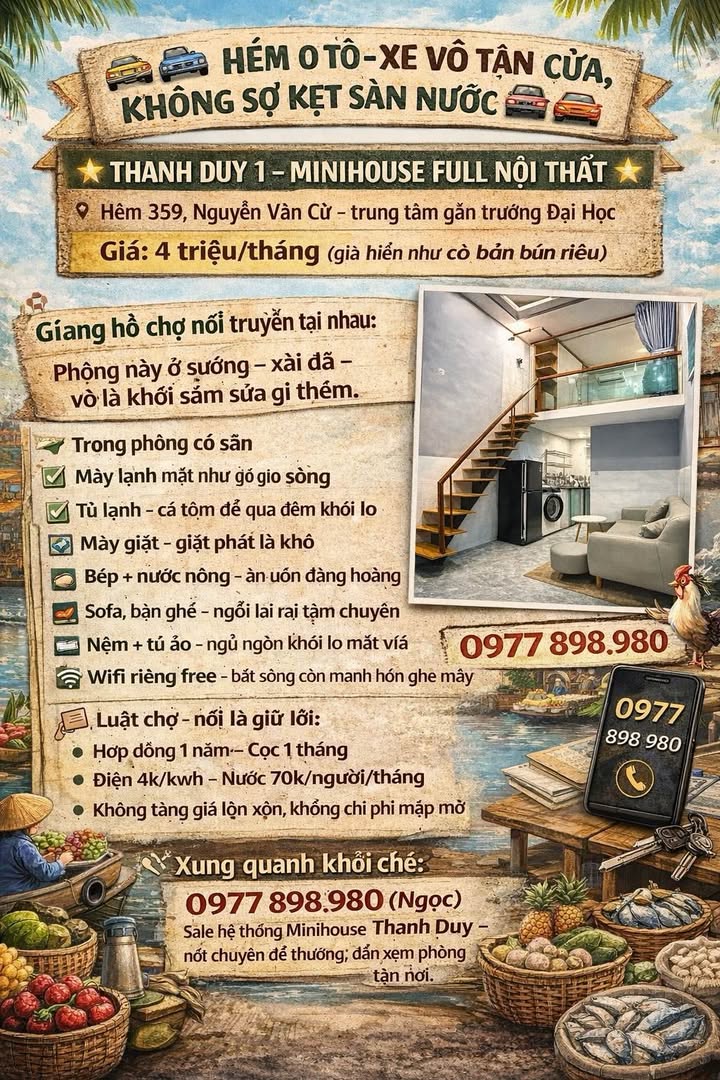 Nhà mini cho thuê tại hẻm 359 Nguyễn Văn Cừ, 4 triệu/tháng - An ninh và tiện nghi đầy đủ!