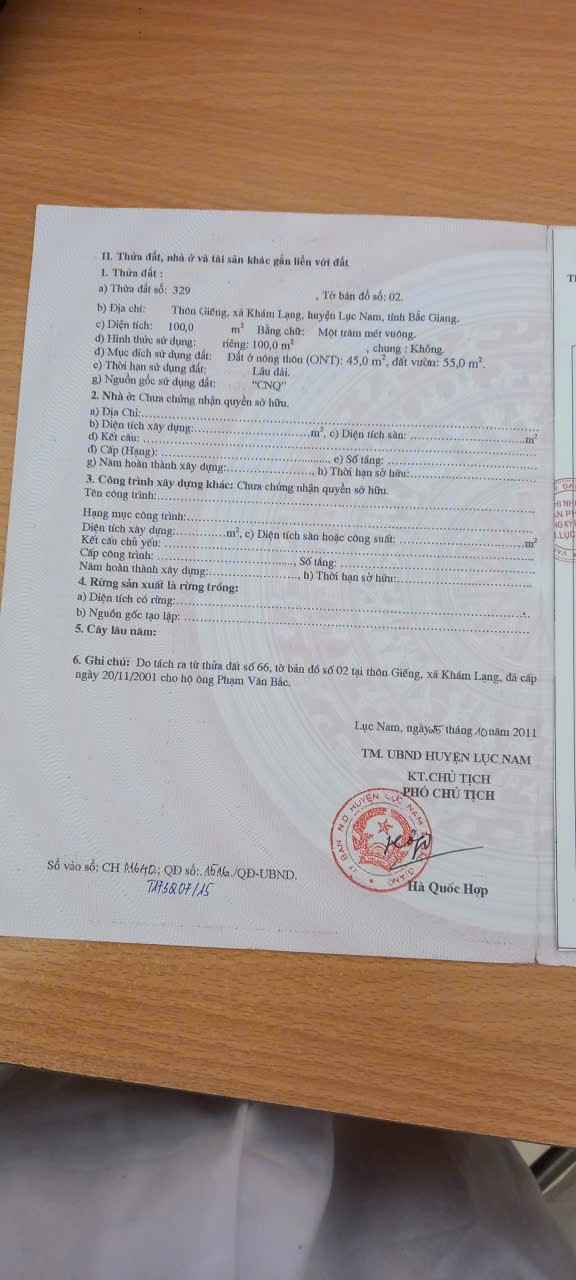 Đất nền Khám Lạng, Lục Nam 100m² giá 1.3 tỷ - Cần bán gấp!