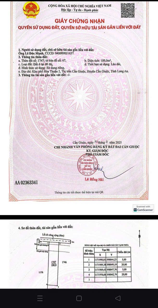 Đất thổ cư Cần Giuộc 100m² giá 1.05 tỷ - Cơ hội đầu tư hấp dẫn!