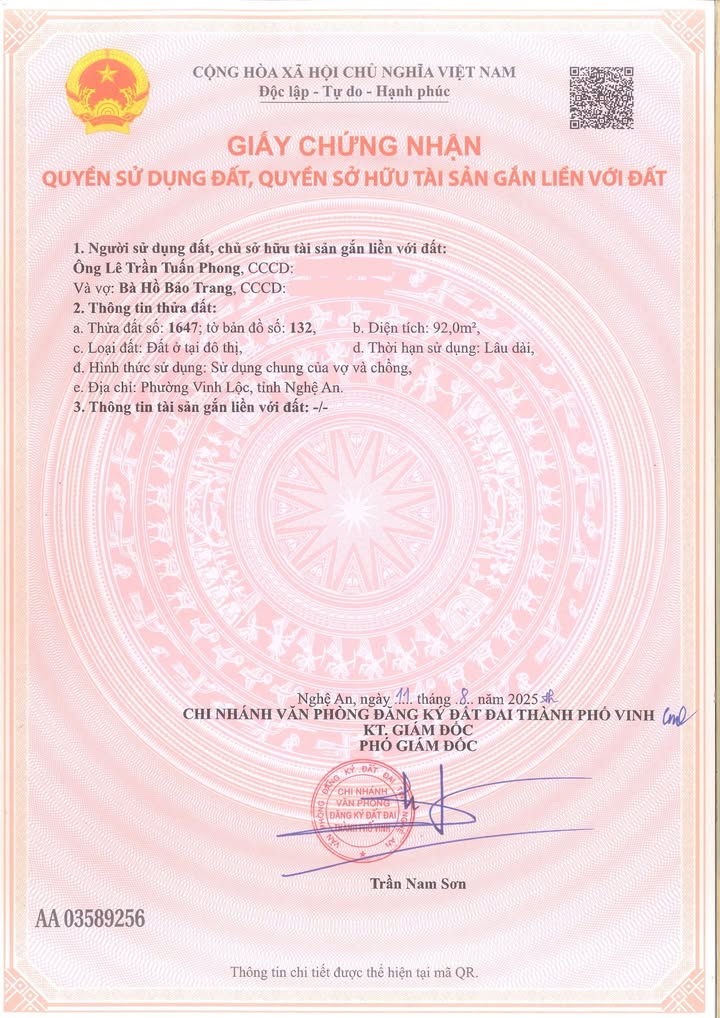 Đất Nghi Thái 92m² giá 1 tỷ - Chính chủ bán gấp gần Ecopark Vinh!