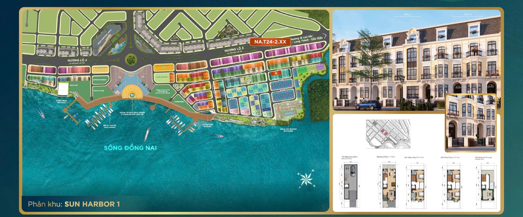 Nhà phố Sun Harbour 1 - Aqua City, Đồng Nai 120m² giá 11.9 tỷ - Cơ hội đầu tư tuyệt vời!