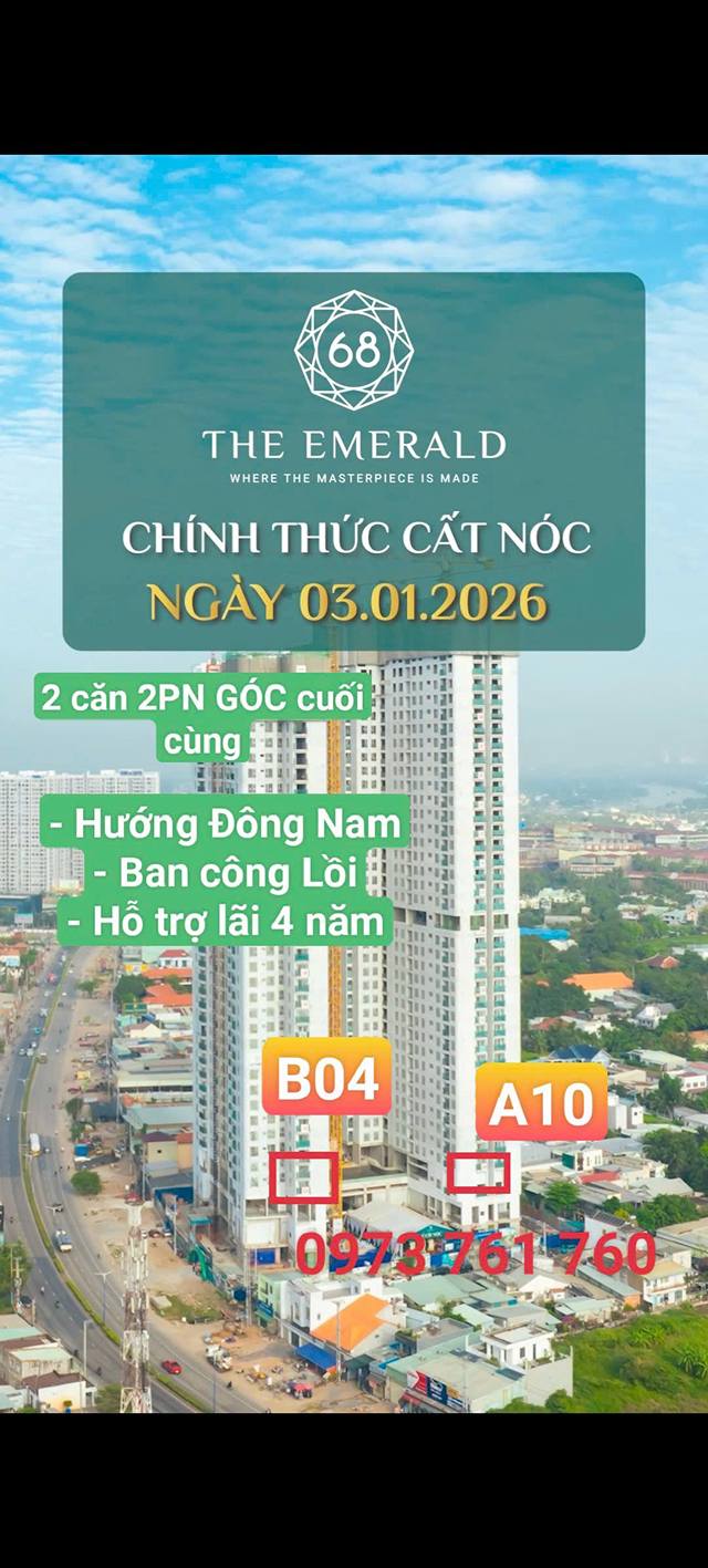 Căn hộ 2PN The Emerald 68 73,6m² giá thỏa thuận - Căn góc hiếm có hướng Đông Nam!