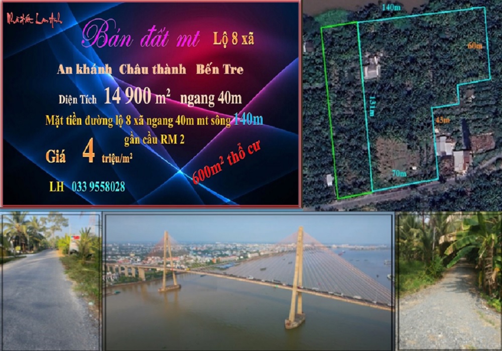 Bán đất vườn tại xã An Phước, Châu Thành, Bến Tre 14.900m² giá 59,6 tỷ - Tiềm năng phát triển lớn!