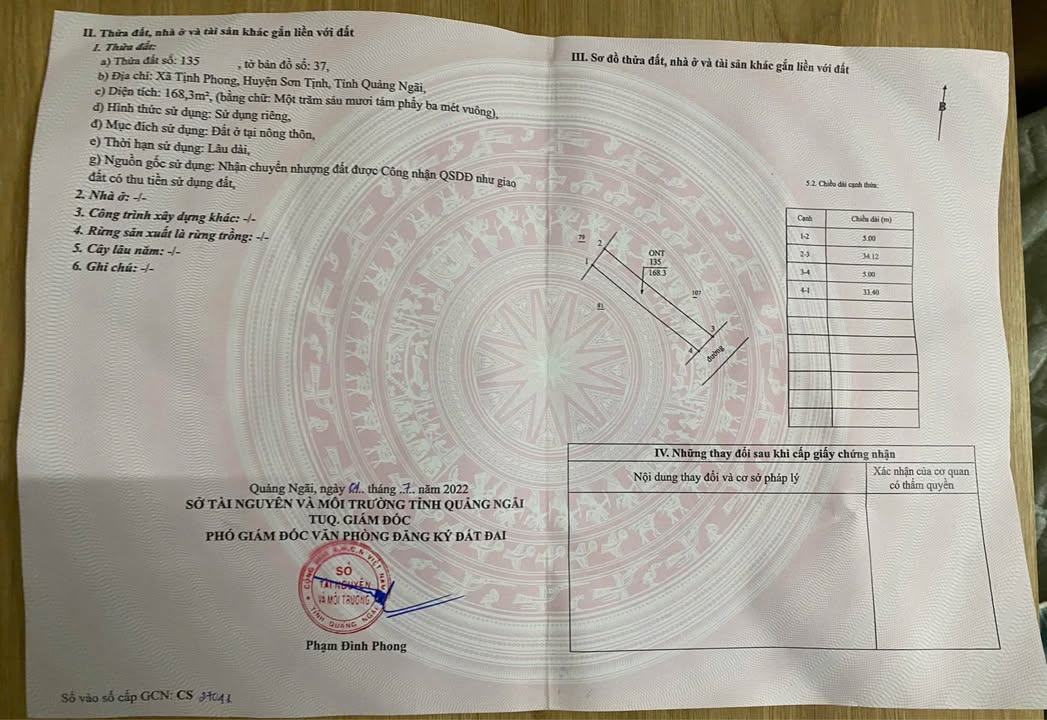 Đất nền Tịnh Phong 168m² giá chỉ 7xx triệu - Cơ hội đầu tư tuyệt vời!