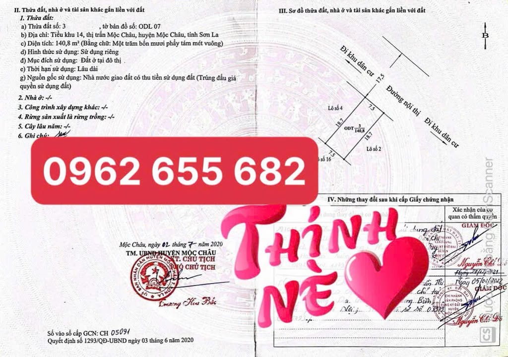 Bán lô đất khu hành chính Mộc Châu 141m² giá 2.48 tỷ - Vị trí đẹp, thuận tiện!