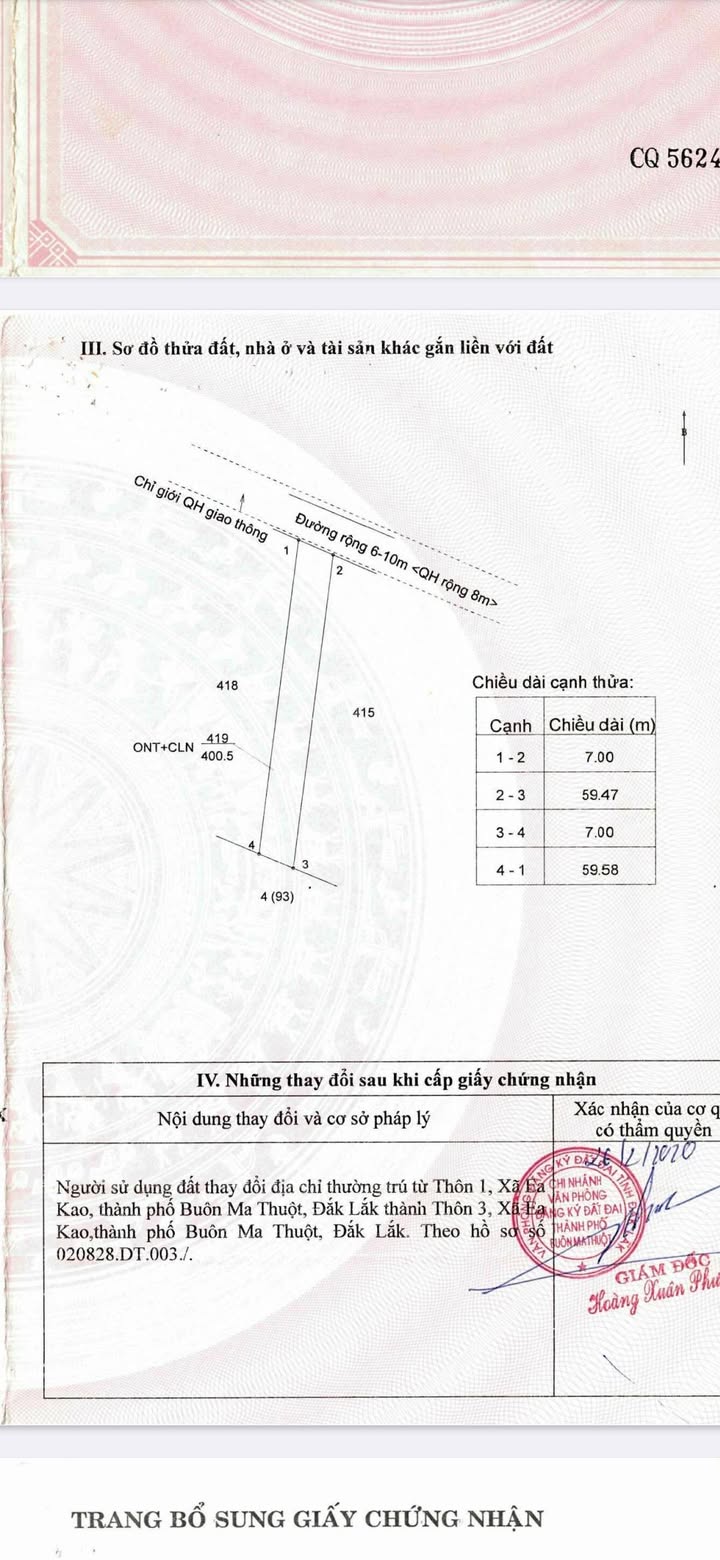 Lô đất đẹp 420m² tại Ea Kao, Buôn Ma Thuột - Giá chỉ 990 triệu, tiềm năng tăng giá cao!