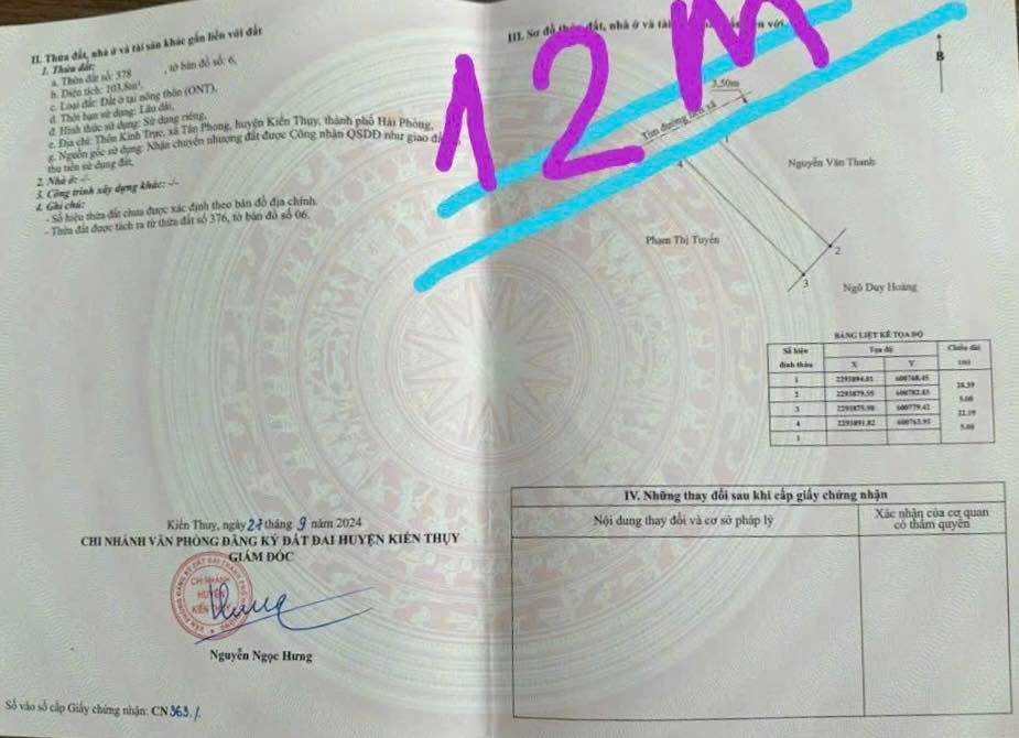 Bán lô đất Kính Trực, Tân Phong, Kiến Thụy 103m² - Mặt đường rộng, phù hợp kinh doanh!