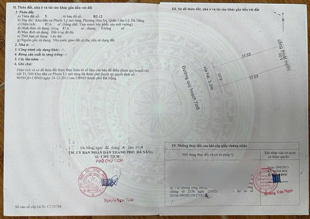 Đất nền Phường Hòa An, Quận Cẩm Lệ 87.6m² - Giá thỏa thuận, vị trí thuận lợi!