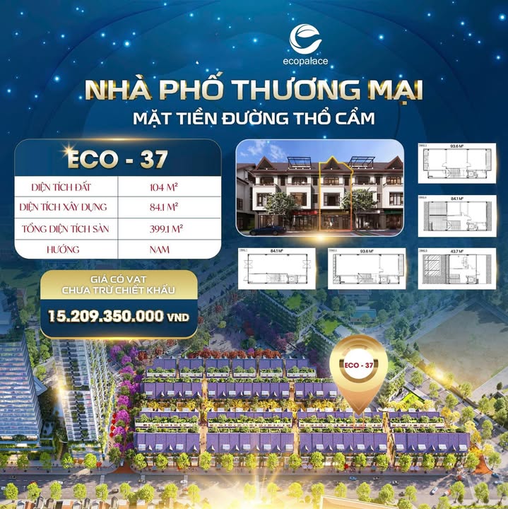 Nhà phố vườn EcoPalace Đắk Lắk 104m² giá 15.2 tỷ - Kiến trúc Indochine sang trọng!