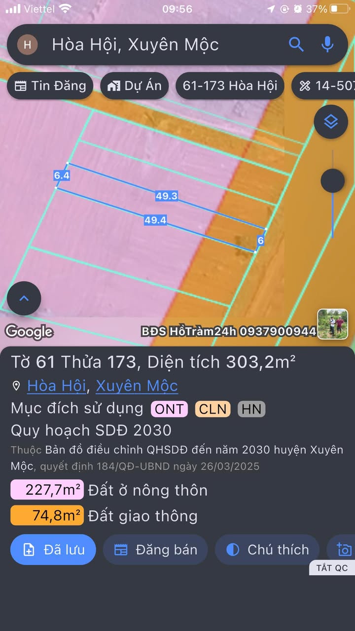 Lô đất mặt tiền Tỉnh lộ 328, xã Hòa Hội, 2940m² giá chỉ 12.6 tỷ - Cơ hội đầu tư hấp dẫn!
