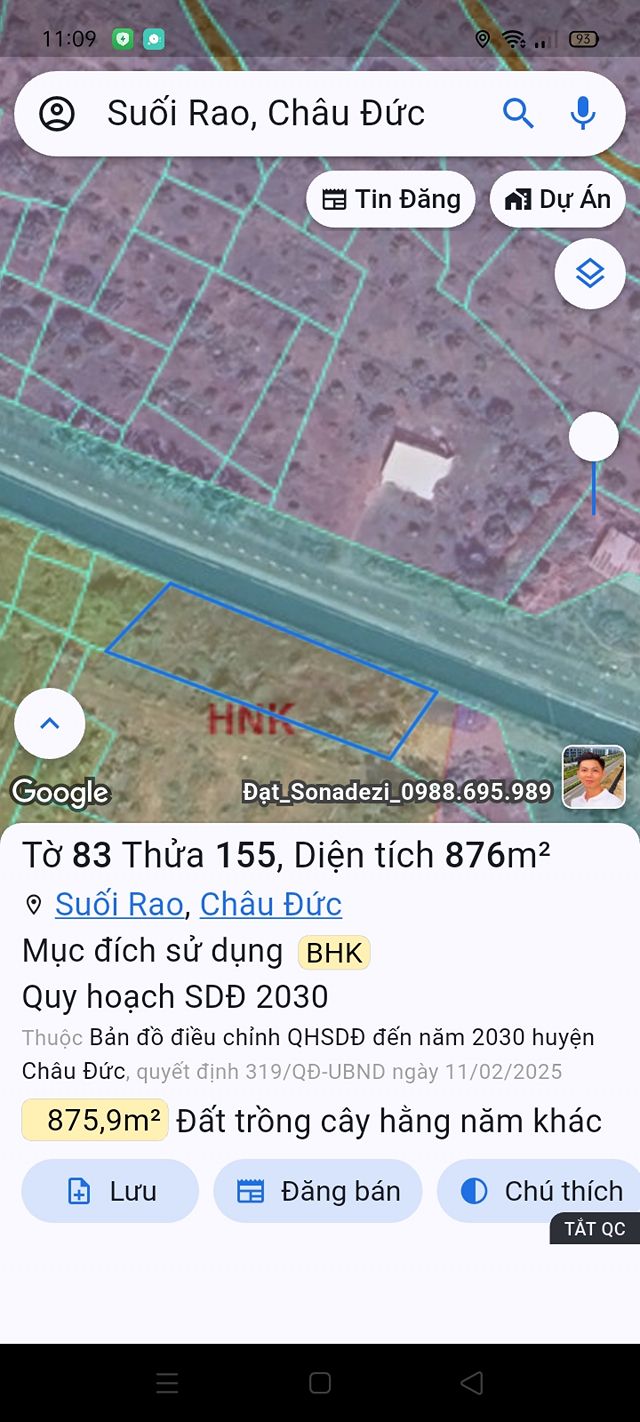 Đất nền Suối Rao 850m² giá 550 triệu - Sổ riêng, ô tô vào tận nơi!