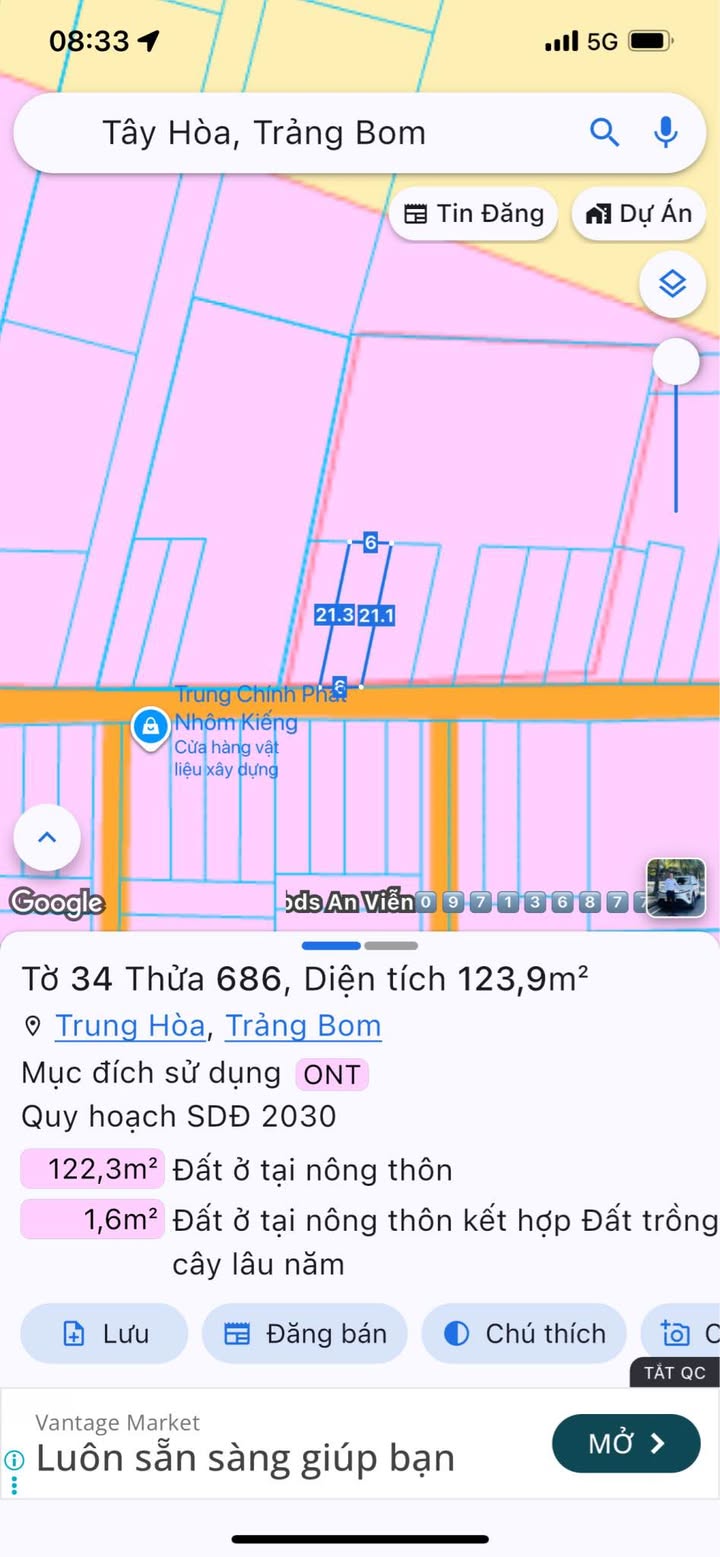 Đất thổ cư Tây Hòa Trảng Bom 126m² - Mặt tiền đường nhựa, sổ riêng!