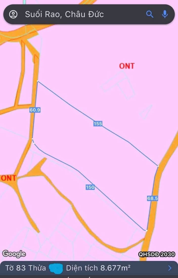 Đất nền Suối Rao Châu Đức 8700m² giá 11 tỷ - Gần khu nghỉ dưỡng lý tưởng!