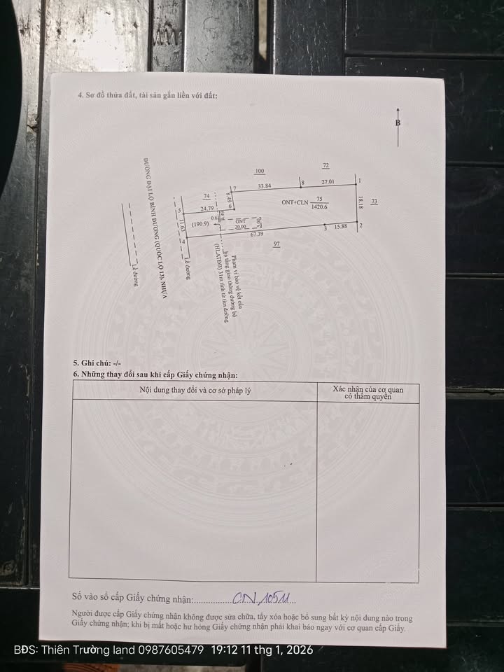 Đất nền 1400m² mặt tiền Quốc Lộ 13, xã Bàu Bàng, giá 60 tỷ - Cơ hội đầu tư lý tưởng!