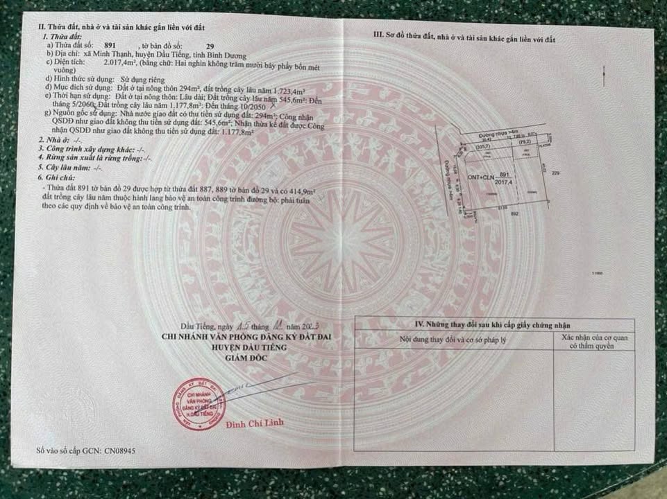 Đất nền Tân Uyên 2017m² giá 5 tỷ - Đầu tư sinh lời cực tốt!