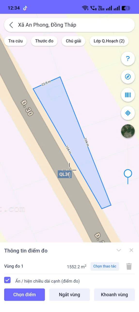 Đất nền mặt tiền Quốc Lộ 30, xã An Phong, 1600m² giá 2.5 tỷ - Cơ hội đầu tư tuyệt vời!