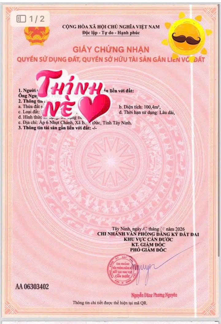 Đất nền 100m² Ấp 6 Nhựt Chánh - Bến Lức - Giá chỉ 520 triệu