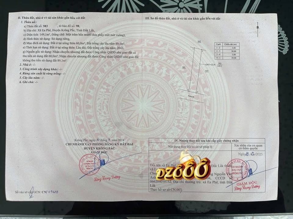 Đất nền xã Ea Phê, Huyện Krông Pắc, 150m² chỉ 490 triệu - Sổ hồng công chứng ngay!