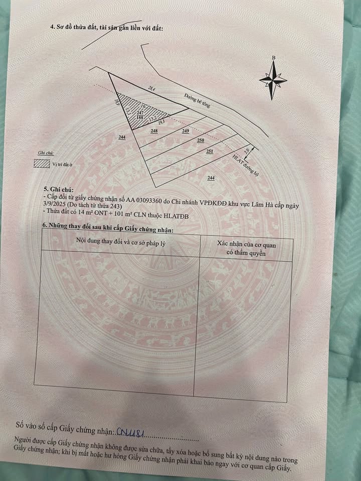 Đất nền 188m² tại thôn 5, xã Nam Ban, Lâm Hà - Giá chỉ 650 triệu, cơ hội đầu tư tuyệt vời!