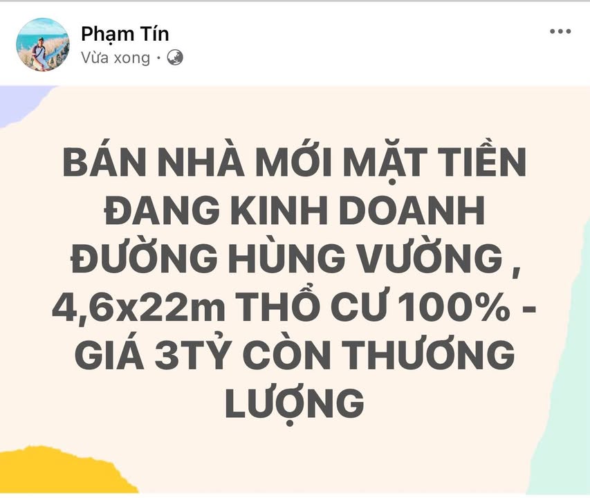 Bán nhà mặt tiền đường Hùng Vương, 101m² giá 3 tỷ - Đầu tư sinh lời ngay!