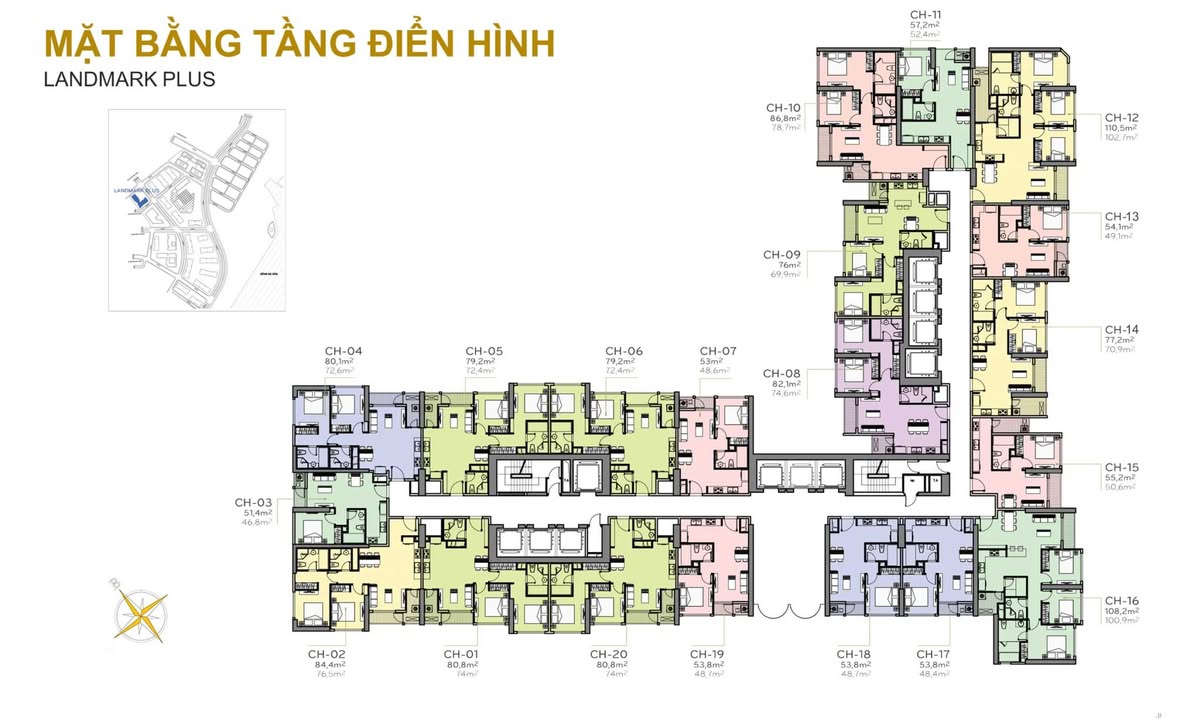 Căn hộ Landmark Plus Quận Bình Thạnh 108.2m² giá 16 tỷ - Full nội thất cao cấp!