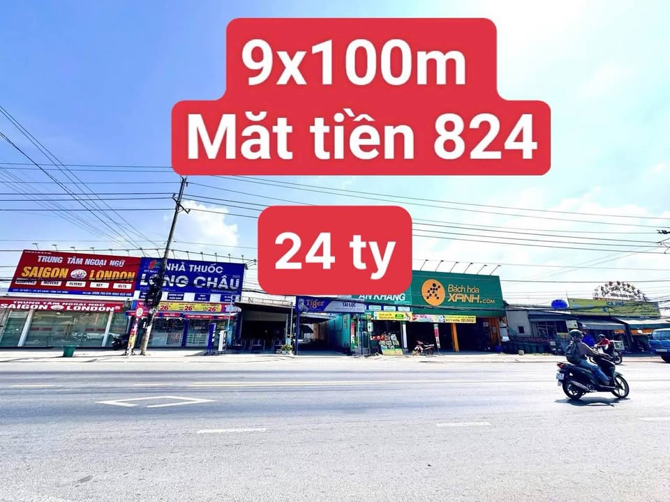 Đất mặt tiền Tỉnh Lộ 824, Đức Hòa, 900m² giá 24 tỷ - Đầu tư sinh lời ngay!