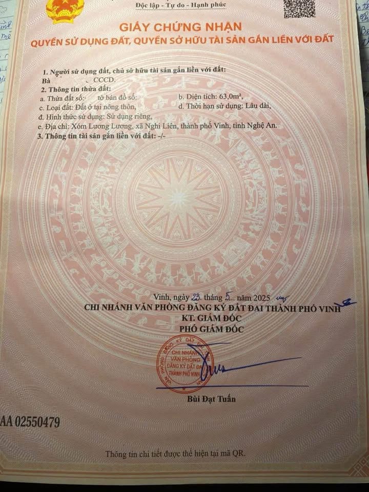 Đất nền Nghi Liên, Tp Vinh 63m² giá 890 triệu - Cơ hội cho vợ chồng trẻ!