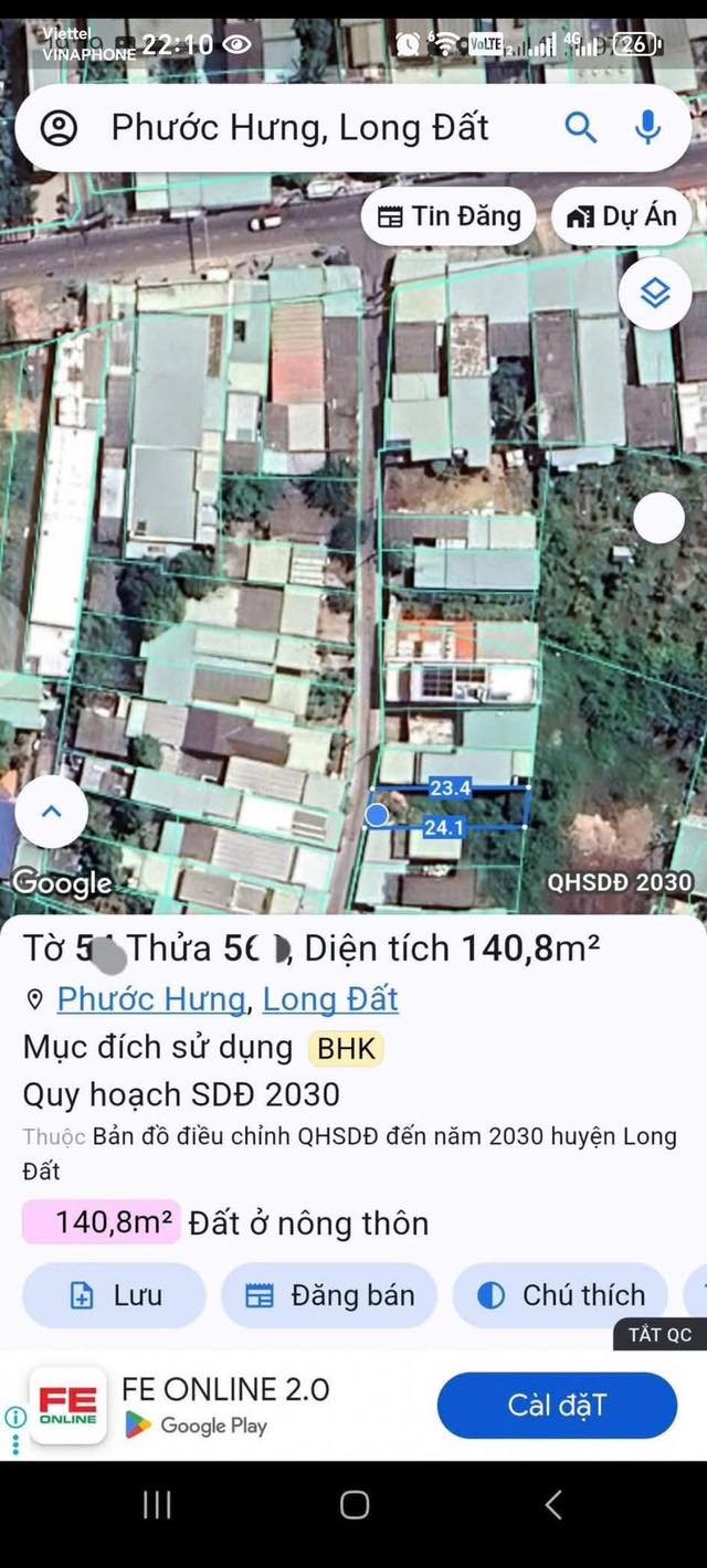 Đất nền Long Hải 144m² giá 2 tỷ - Tiềm năng lớn với mặt tiền đường nhựa