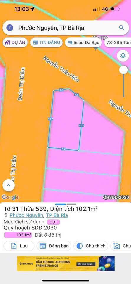 Lô đất góc 2 mặt tiền Nguyễn Thần Hiến, Đoàn Thị Điểm 102m² giá 3.95 tỷ - Đầu tư sinh lời ngay!