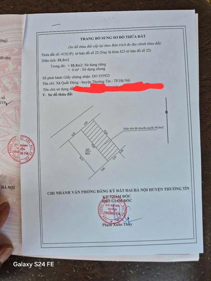 Đất nền Quất Động, Thường Tín 88m² giá chỉ 2.64 tỷ - Ô tô đỗ cửa!