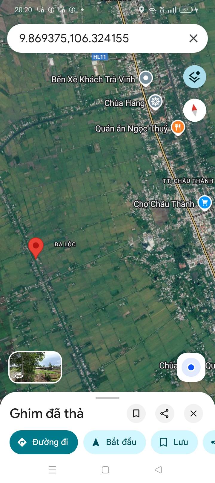 Đất nông nghiệp xã Đa Lộc, Châu Thành, Trà Vinh 6538m² - Giá chỉ 980.7 triệu VND!