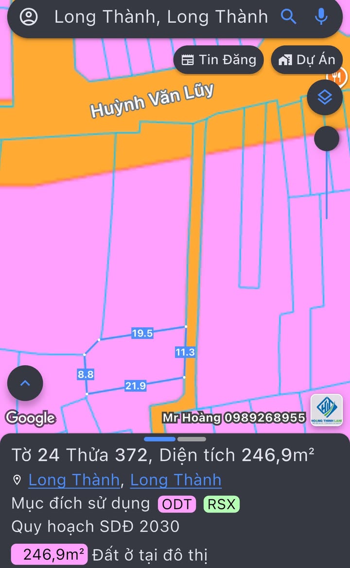 Lô đất 246,9m² tại đường Huỳnh Văn Luỹ, Thị trấn Long Thành - Gần khu vực phát triển!