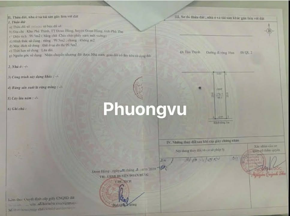 Đất khu Phú Thịnh, Thị trấn Đoan Hùng, 100m² - Địa điểm kinh doanh lý tưởng!