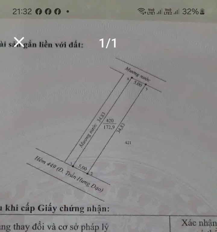 Đất nền hẻm 449 Trần Hưng Đạo, Sóc Trăng 175m² giá 1.8 tỷ - Sổ hồng chính chủ