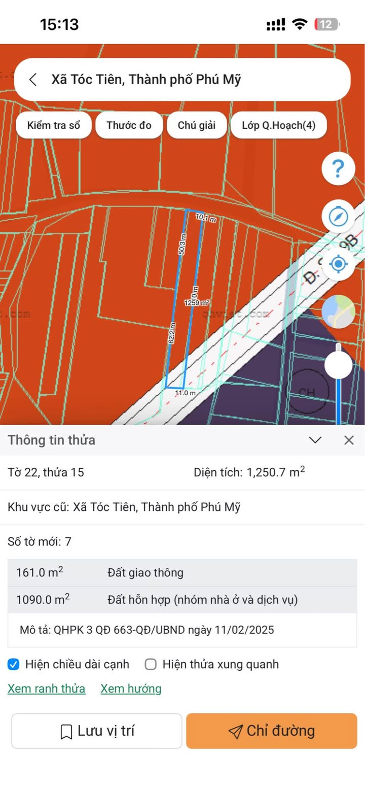 Lô đất 250m² mặt tiền đường nhựa Ấp 5 Tóc Tiên - Giá thỏa thuận, pháp lý rõ ràng!