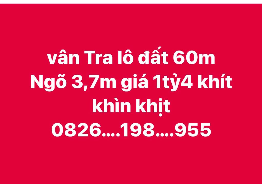 Đất nền Vân Tra An Đồng 60m² giá 1.4 tỷ - Cơ hội đầu tư hấp dẫn!