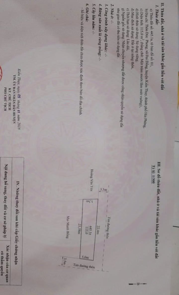 Đất nền lô góc 2 mặt đường nhựa tại Đại Đồng, Kiến Thuỵ 115m² - Cơ hội đầu tư sinh lời!