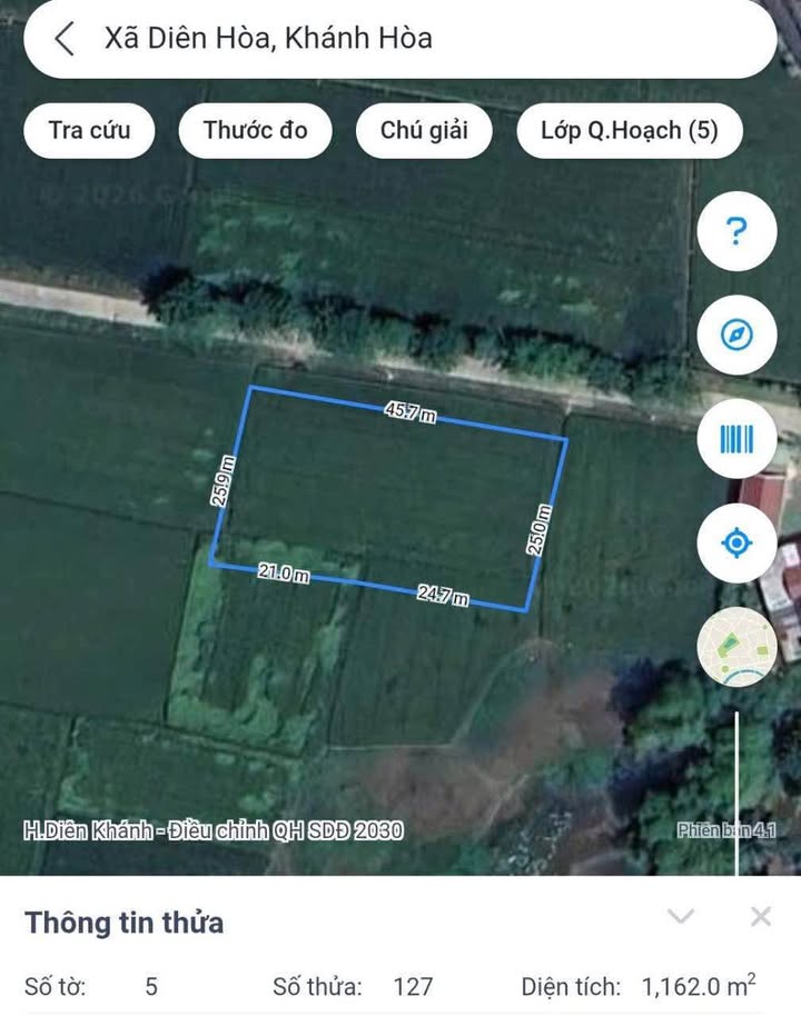 Lô đất 1162m² tại xã Diên Lạc, Diên Khánh - Mặt tiền đường Lạc Bình