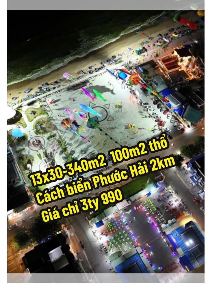 Đất nền mặt tiền xã Phước Hải 340m² giá 3.99 tỷ - Gần biển, tiện ích đầy đủ!