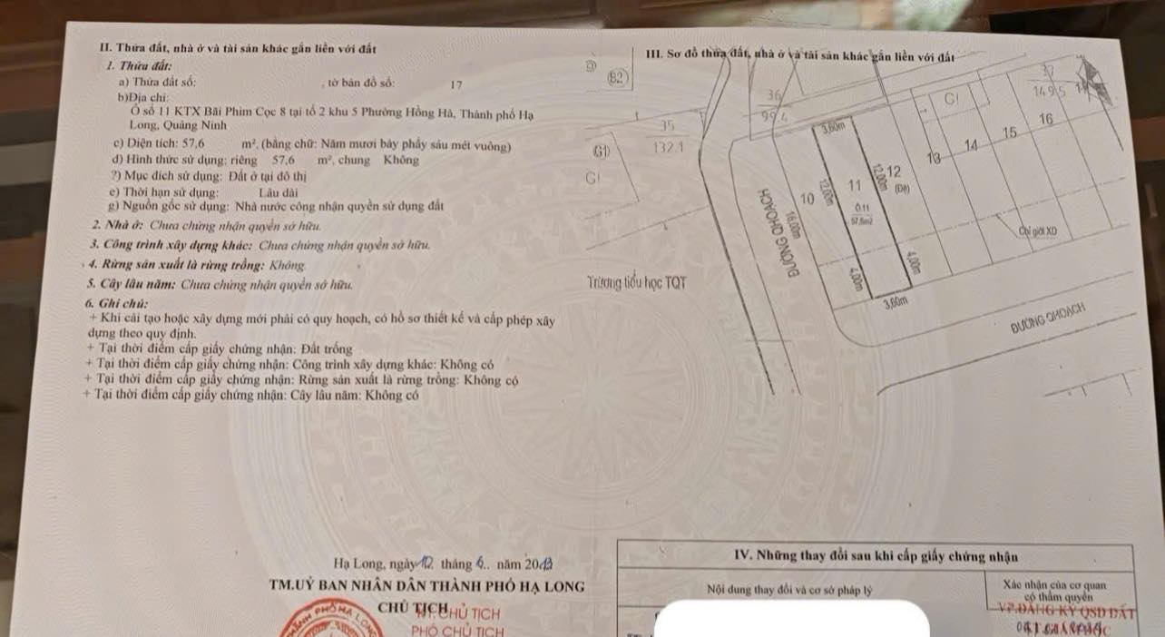 Đất nền chính chủ tại Cột 8, Hạ Long 57.6m² giá chỉ 3 tỷ - Đầu tư sinh lời ngay!