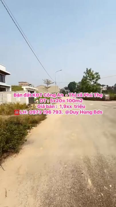 Đất nền khu đô thị Công An, Phú Thọ 100m² - Không lỗi phong thủy, giá chỉ 1.9 tỷ!