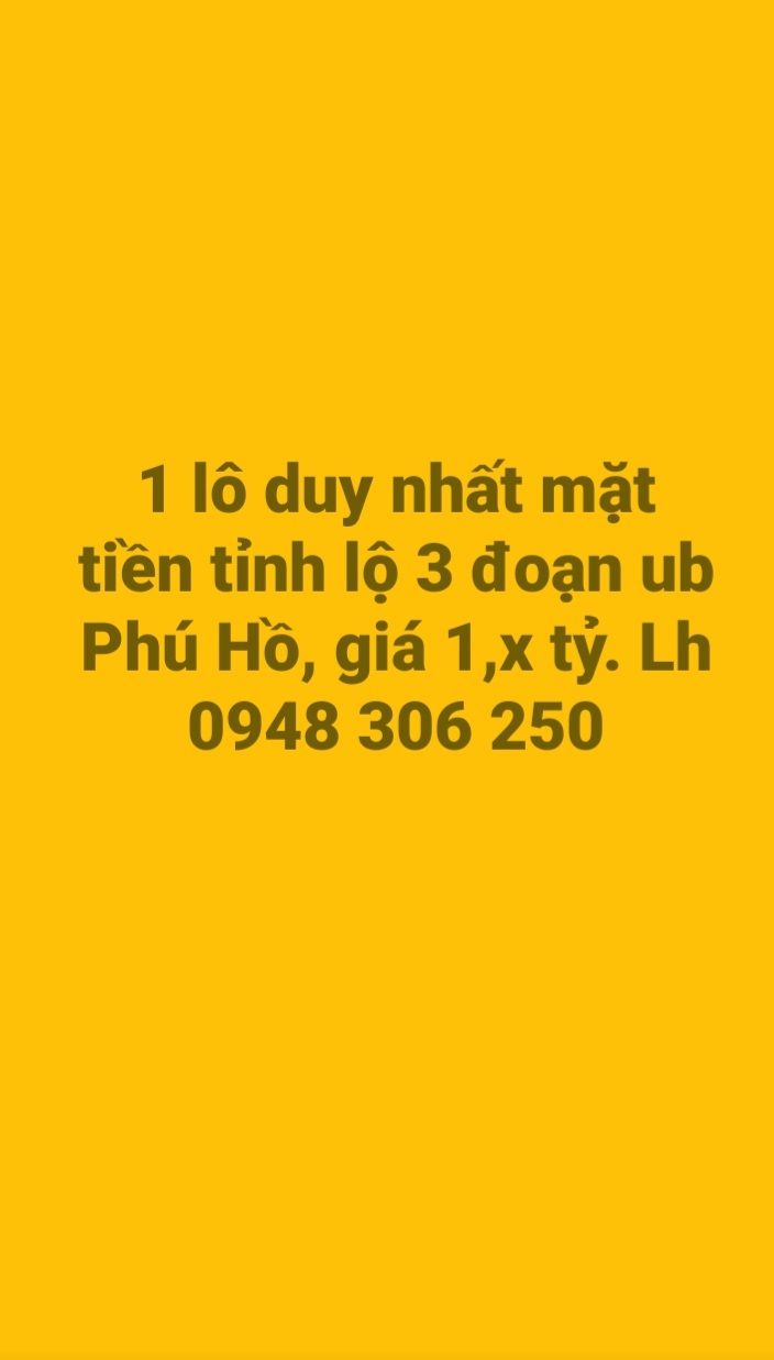 Bán đất mặt tiền Tỉnh Lộ 3, xã Phú Hồ, 180m² - Đối diện chợ mới, giá 1.x tỷ!